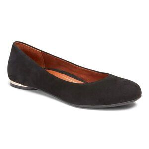 Vionic Hannah Suede Ballet Flat with Arch Support in Black Size 8